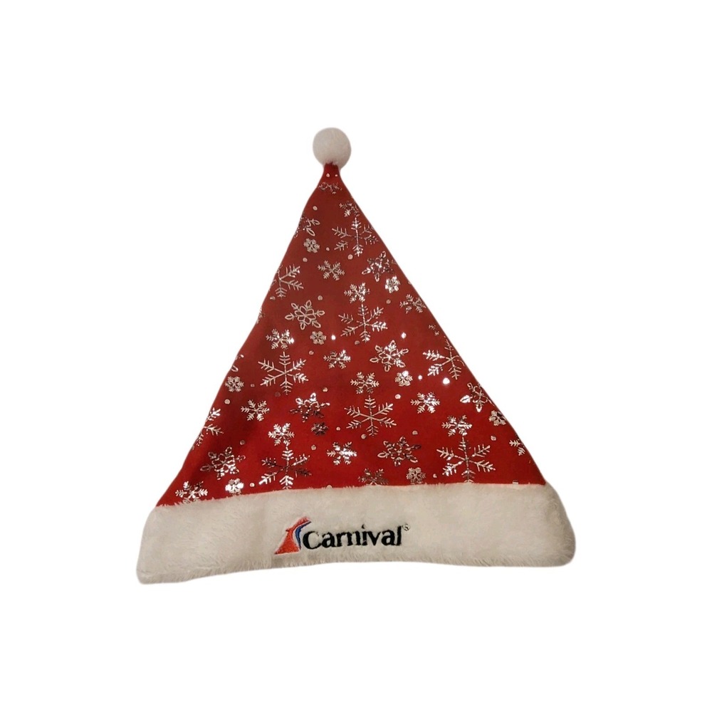 Carnival Santa Hat Red‎ Snowflake Plush Christmas Holiday Cap